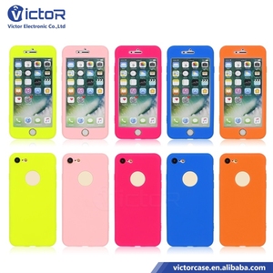 Productos de belleza para mujeres 360 grados Cáscara del teléfono de silicon líquido Para iPhone 7 con protector completo - Product Image 1