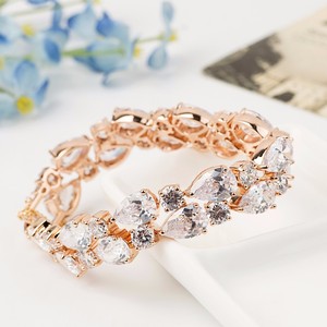 LUOTEEMI 18K Chamoange 골드 도금 다이아몬드 팔찌 화이트 AA 지르콘 다이아몬드 모나리자 골드 다이아몬드 팔찌 - Product Image 4