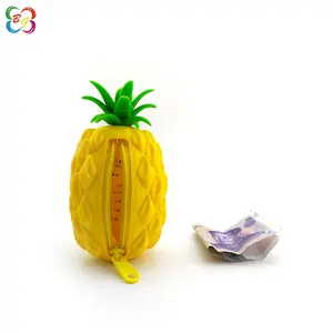 Portachiavi portamonete carino per bambini con ananas in silicone personalizzato all'ingrosso della fabbrica