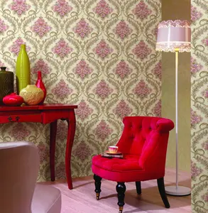 रोमांटिक पुष्प डिजाइन यूरोपीय शैली पीवीसी दीवार के कागज वॉलपेपर सजावट