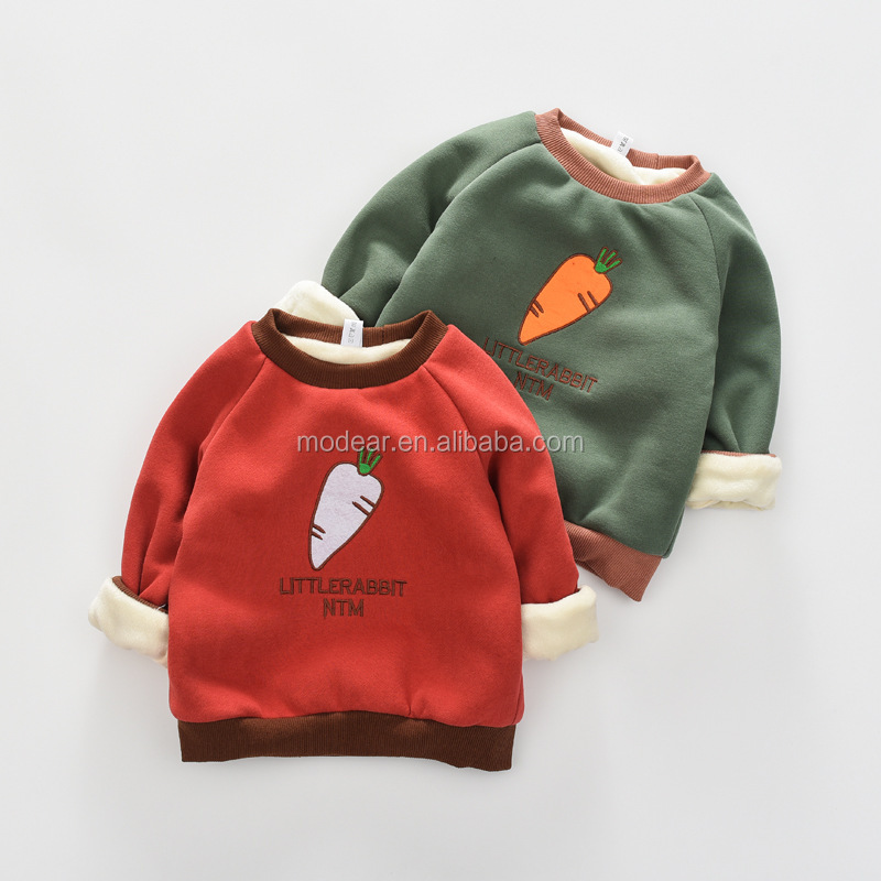 2017 Зимние Новые поступления новорожденного одежда на флисовой подкладке мультфильм морковь узор детские свитера