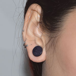 Blauw Zandsteen Flesh Tunnel Penis Piercing Stekkers