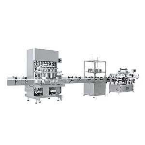 4 heads automatic bottle filling machine with capping machine and labeling machine