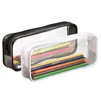 Şeffaf kalem kutusu/şeffaf PVC büyük kapasiteli kalem çantası/kalem çantası kozmetik fermuarlı kese okul ofis için