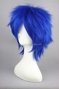 Alta calidad 35cm corto <span class=keywords><strong>azul</strong></span> recto Vocaloid Kaito <span class=keywords><strong>peluca</strong></span> sintética Anime <span class=keywords><strong>Halloween</strong></span> fiesta pelo Cosplay disfraz <span class=keywords><strong>peluca</strong></span> - Product Image 4