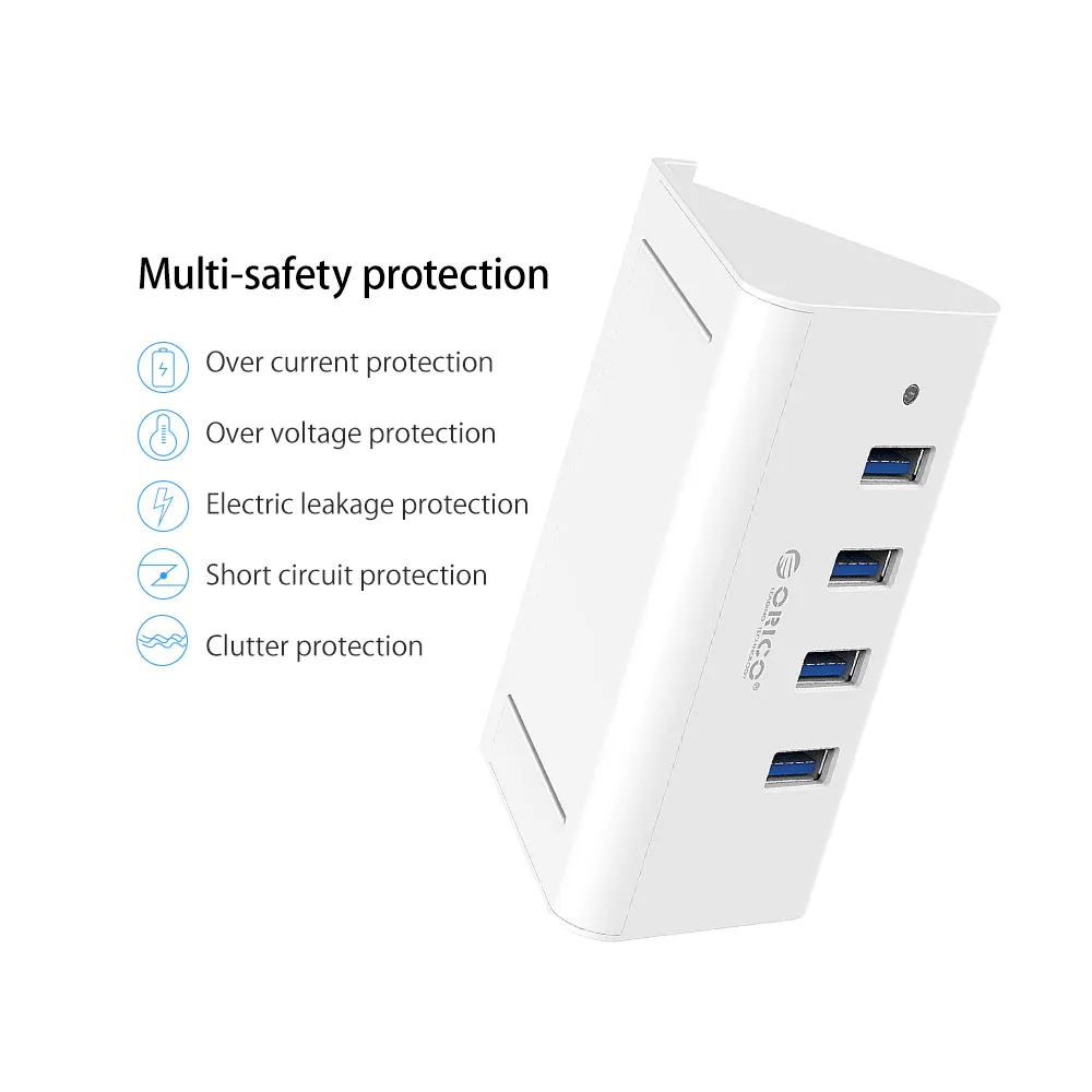 ORICO 5Gbps High Speed Mini 4 ports USB 3.0 / 2.0 HUB for Desktop Laptop with Stand Holder for Phone Tablet PC - Black / White