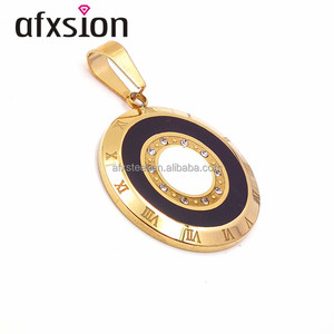 Italienischen gold schmuck sets Circular form emaille inlay viele diamant Printed mit Roman ziffer edelstahl schmuck sets - Product Image 3