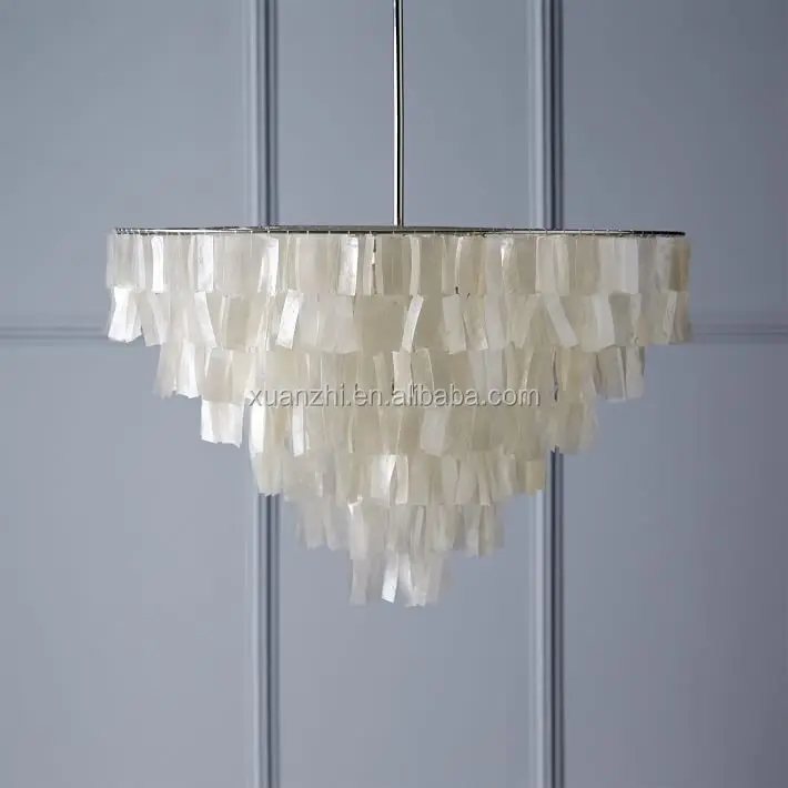 0717-4 une lueur romantique coupé à la main et enfilées Niveaux lumineux naturel Grand coquille blanc Lustre pendentif lampe moderne simple