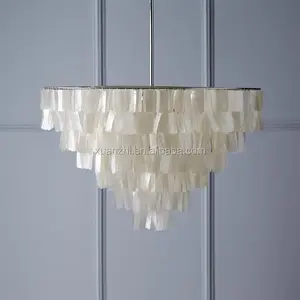 0717-4 a romantic glow hand cut and strung Tiers of luminous natural Grand shell white Chandelier pendant lamp modern simple