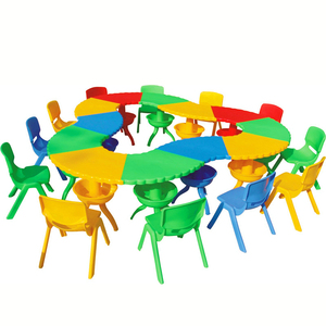 Arredamento per Scuola Primaria, <span class=keywords><strong>Tavolo</strong></span> e Sedia per <span class=keywords><strong>Bambini</strong></span> in Stile Conchiglia Colorato, Sedia in Plastica - Product Image 2