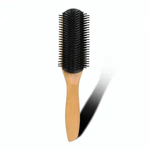 Wholesale Private Label Natural Wood Handle Anti-static Denman Hair Detangling Brush