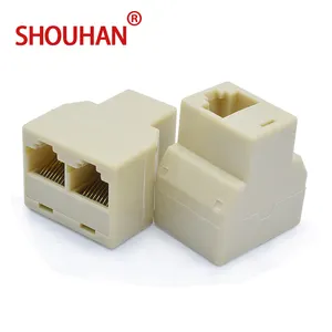 Modular jack RJ45 1 ถึง 2 Splitter เครือข่าย Ethernet Switcher Adapter