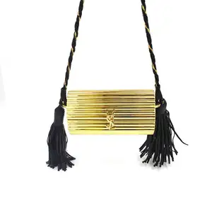Earthly gold Solid color Messenger bag Tassel evening bag