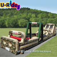 Parcours de Barrière Gonflable Militaire Camouflage en Gros, Matériau PVC 0,55 mm Certifié CE, Divertissement Extérieur pour Adultes