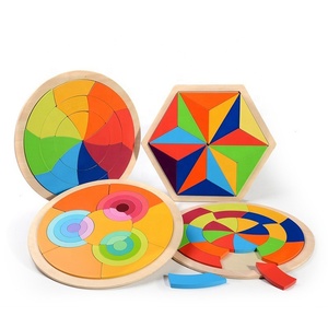 Educativos de madera en forma de cognitiva Arco Iris Montessori rompecabezas Material formas geométricas de Madera Juguetes - Product Image 1