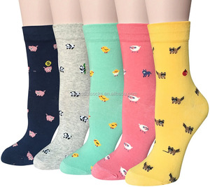 Chaussettes en bambou <span class=keywords><strong>de</strong></span> travail d'équipage heureux d'animal drôle <span class=keywords><strong>de</strong></span> bande dessinée personnalisée pour des femmes - Product Image 3