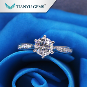 14 K/18 k Blanco/oro amarillo 1 Carat Forever one def VVS diamante sintético moissanite compromiso precio del anillo - Product Image 4