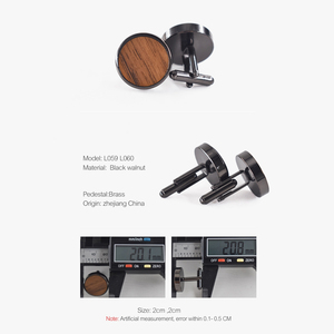 <span class=keywords><strong>Gemelli</strong></span> rotondi alla <span class=keywords><strong>moda</strong></span> in legno di noce nera con confezione regalo - Product Image 3
