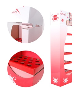 Présentoir de cosmétiques en carton, présentoir noir sur pied, accessoires de maquillage, palette de fard à paupières, cils en vison - Product Image 6