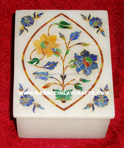 Caja de joyería con incrustaciones de mármol decorativas - Product Image 1