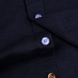 De los hombres de manga larga CASUAL botón abajo camisa de vestir ropa de sólido <span class=keywords><strong>azul</strong></span> <span class=keywords><strong>marino</strong></span> color de verano transpirable - Product Image 6