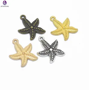 Sea fashion jewelry zinc alloy metal silver starfish pentacle pendant