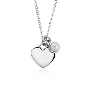 2019 silver tiny heart pendant necklace gold jewelry pearl