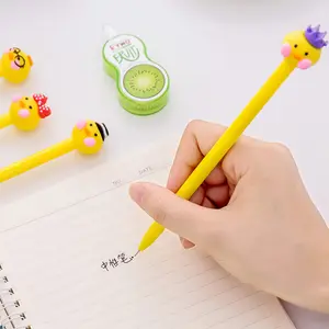 Stylos Gel Kawaii jaunes de dessin animé, vente en gros, pièces, stylo pour écrire