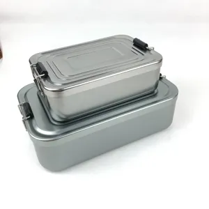 Boîte à déjeuner rectangulaire en aluminium étanche, récipient de stockage des aliments 1000ml boîte à bento en métal