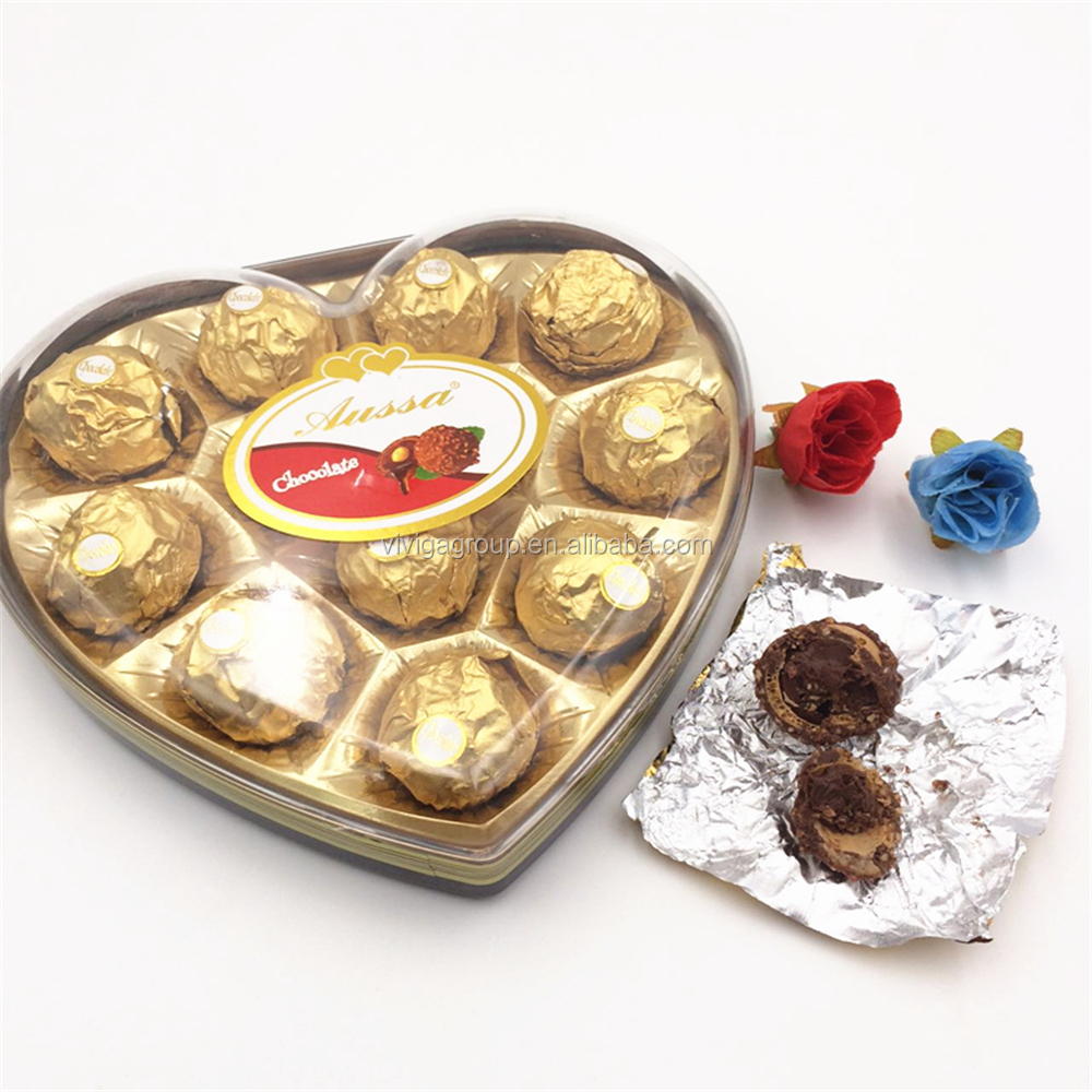 12 pieces Heart Shape Golden Packing Chocolate
