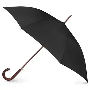 Nouvelle mode promotionnel noir pas cher semi automatique manche en bois droit golf parapluie