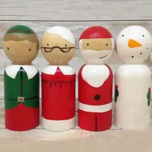 Houten Kerst Santa/Elf/Sneeuwpop Peg Poppen