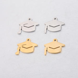 Pendentif en acier inoxydable pour la fabrication de bijoux, accessoires pour pendentif, chapeau de garçon, en forme de casquette, porte-bonheur, 16x29mm - Product Image 5