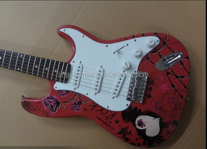 En gros 6 Cordes Crâne/Fantôme/Drapeau/Rose Pin-Up Image Électrique Guitares Usine - Product Image 3