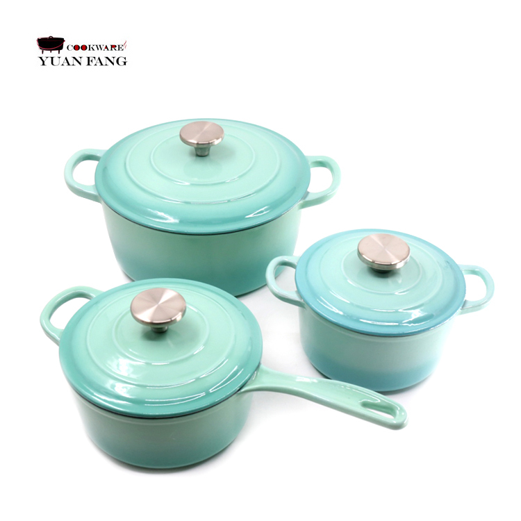 High Quality Casserole Cooking Set Enamel Cast Iron 6Pcs Pots and Pans Non Stick Cookware Set · image 1