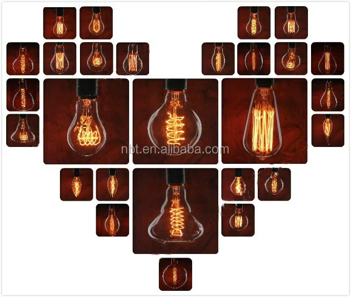 Hot vendas A19/G95/ST64/T30/T45 25 Antigo Edison Vintage Luz Lâmpada de Filamento de Carbono W 40W 60W 220V para a decoração home