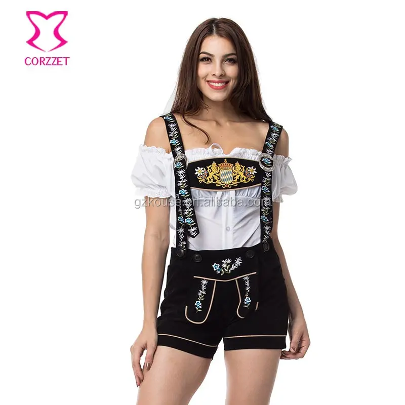 Corzzet Halloween pour femmes Sexy Lederhosen Costume Oktoberfest bière fille uniforme