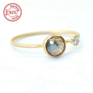 Sterling Silver <strong>Rings</strong> for Women Rose Cut <strong>Labradorite</strong> <strong>Ring</strong> Semi-precious Stone <strong>Ring</strong> - Product Image 2