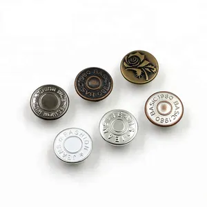 Yeni tasarım logo perçinler yedek konfeksiyon aksesuarları özel demir çinko alaşım kot metal jean ceket düğmesi