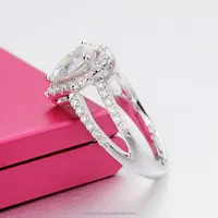 18k branco ouro pear corte def branco moissanites diamante anel de noivado para presente