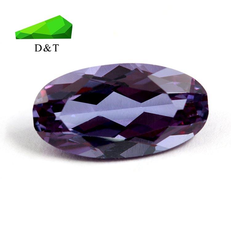 #45 Color Change Oval Cut Loose Gemstone Synthetic Alexandrite Corundum  Stone for Jewelry Making Custom Sizes Are Acceptable