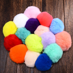 Yongze felpa Faux conejo piel POM bola adorna <span class=keywords><strong>el</strong></span> monedero elegante llavero accesorio de moda con llavero - Product Image 4