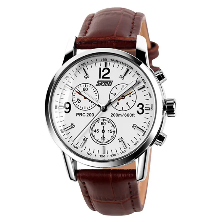 Skmei9070ファッションマンクォーツ時計デザインあなたのロゴ時計革時計男性