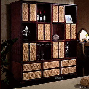 Decorativo Bali Rattan Naturale Libreria In Legno - Product Image 1