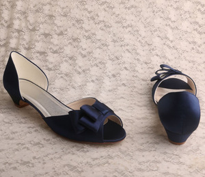 Navy Shoes Party <strong>Size</strong> 7 Kitten <strong>Heels</strong> - Product Image 3