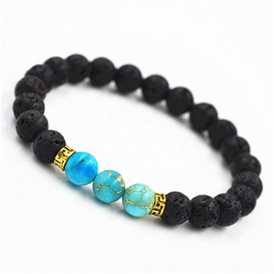 8mm ágata piedra aleación de metal encanto para hombres regalo azul imperial jade <span class=keywords><strong>roca</strong></span> volcanica piedra natural pulsera - Product Image 2