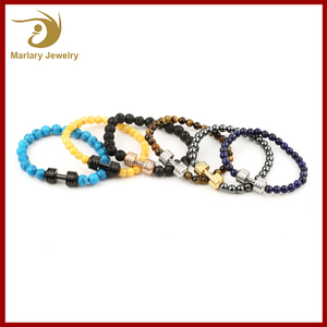 <span class=keywords><strong>Pas</strong></span> <span class=keywords><strong>cher</strong></span> Personnalisé Naturel Guérison perles Bodyduilding Bijoux Fit Vie Sport force Haltère Charme bracelet - Product Image 2