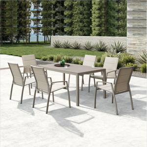 <span class=keywords><strong>Florence</strong></span> Patio Huismeubilair Grijs Aluminium Eettafels En Stoelen Tuin Plastic Rotan Restaurant Dineren Set Voor Buiten