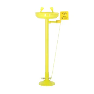 pedestal mount 304 stainless steel ss epoxy coated stand eyewash stations; floor mount eye washer with foot pedal