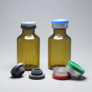 GMP ISO CE Amber Brown Pharma Glass Vial Chai Thủy Tinh Với Nắp Lật Xé Nắp Cao Su Stopper